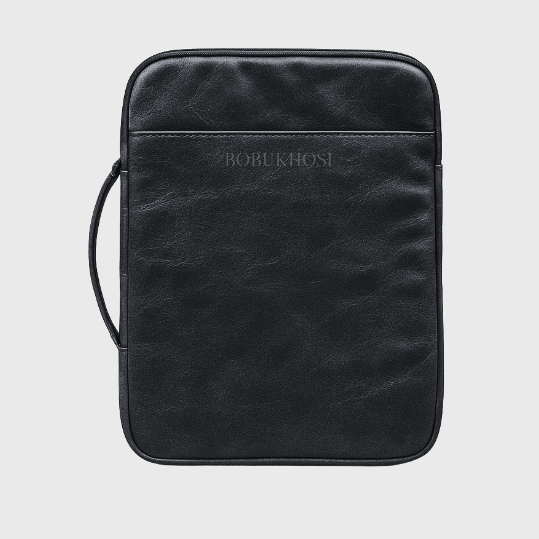 Premium Leather Laptop Sleeve- Black